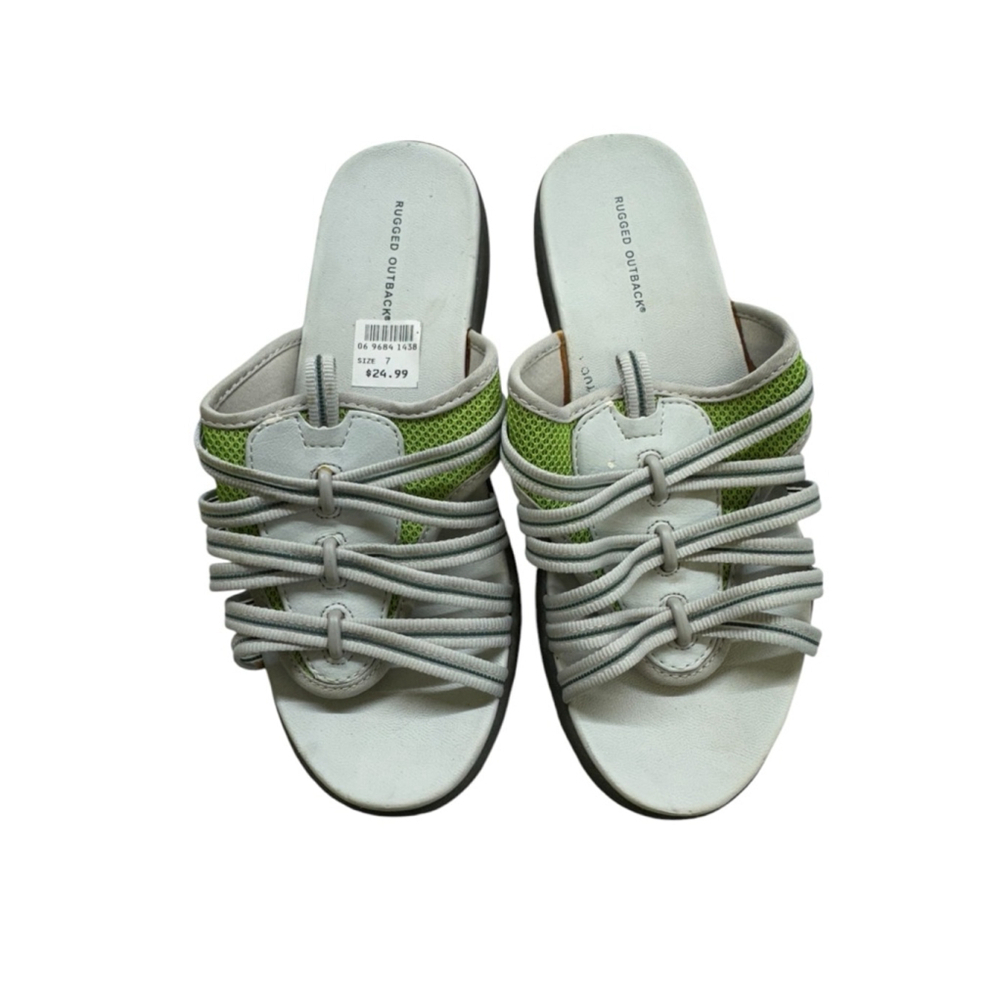 Women's Rugged Outback Sandals Size 7 White Green